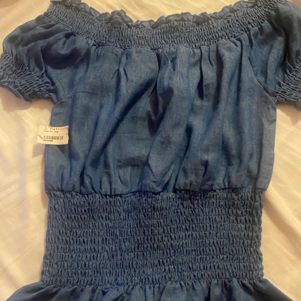 No button short sleeve  Jean shirt - Picture 2 of 2